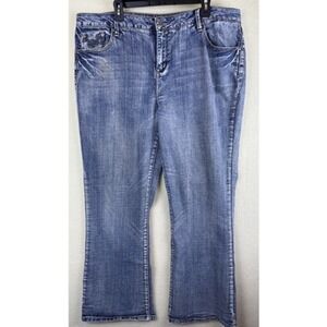 ZD Jeans Bootcut High Rise Womens 22 x 31 Blue Faded Denim Embroidered Pockets